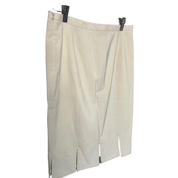 Doncaster Wool blend knee length skirt cream beige bottom slits size 4 NWOT - Picture 2 of 6